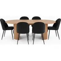 Ebuy24 Kyoto ensemble de table à manger table 100x210cm nature, 6 chaises velours noir.