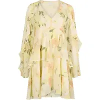 Apricot Robe jaune pastel / jade / corail / blanc cassé