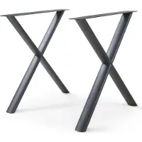 En.casa Piètement de table « Klixjö » lot de 2 en acier en forme de X 72 x 70 x 10 cm noir