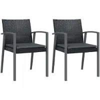 vidaXL Chaises de jardin avec coussins 2 pcs. noir 56,5x57x83cm Poly rotin