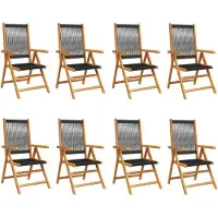 vidaXL Chaise de jardin Réglable 8 pcs. noir bois massif acacia