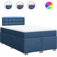vidaXL Lit boxspring avec matelas bleu 120x200 cm Tissu