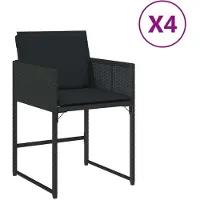 vidaXL Chaises de jardin avec coussins 4 pcs. noir poly rotin