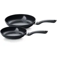 Fissler Lot de 2 poêles Essential, 24 cm + 28 cm, noir