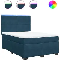 vidaXL Lit boxspring avec matelas bleu 140x190 cm velours