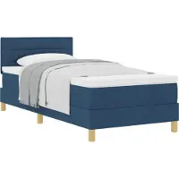 vidaXL Lit boxspring avec coussins et tête de lit, bleu, 90 x 190 cm, tissu