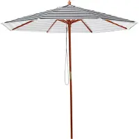 Beliani Parasol Avec Pied Central En Bois Et Toile Rayée Blanche Et Noire
