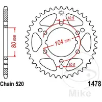 JT Sprockets Pignon Arrière 520 Jtr1478.42 Steel