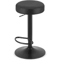 Leobert Tabouret De Bar - - Rojst - Simili Cuir Noir/Base Noire - 38 X 38 X 62,5-83 Cm
