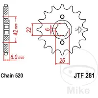 JT Sprockets Pignon de mécanisme de verrouillage JTF281,15