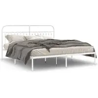 vidaXL Cadre de lit avec tête de lit en métal blanc 183x203 cm