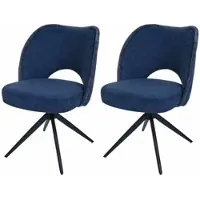 Mendler Fauteuil de salle à manger HWC-N72, fauteuil de cuisine rembourré, pivotant avec retour automatique, tissu/textile (420g/m²), couleur bleu