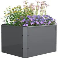 VCM Jardinière surélevée en métal 50 x 40 x 30 cm, bac à fleurs rectangulaire pour balcon, terrasse ou jardin, jardinière avec fond, Balora M
