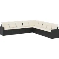 vidaXL Ensemble de salon de jardin 9 pièces avec coussins noir poly rotin