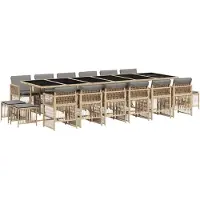 vidaXL Ensemble de jardin 17 pièces avec coussins Mélange beige Poly rotin