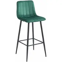 Leobert Tabouret De Bar - - Pozza - Velours Vert Foncé/Pieds Noirs