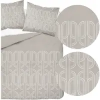 Detexpol Linge de lit, flanelle, épais et chaud 200x220cm 4941b Beige, motifs géométriques