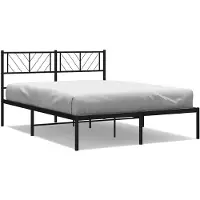 vidaXL Cadre de lit avec tête de lit en métal noir 150x200 cm
