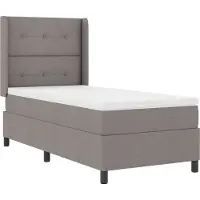 vidaXL Lit boxspring avec coussins et tête de lit, taupe, 200 x 100 cm, tissu