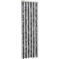 vidaXL Rideau anti-mouches gris et noir 56x200 cm chenille