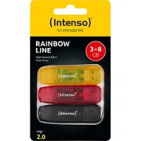 Intenso Rainbow Line Lot de 3 Clés USB 8 Go, USB-A 2.0, couleurs assorties, multipack