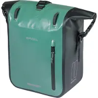 Basil Sacoche de vélo Rivo M, sac individuel de 12 à 15 litres, couleur argent-vert-noir, avec système de fixation MIK.