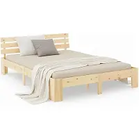 Homestyle4u Lit double lit en bois lit futon lit 180x200 naturel
