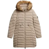 Superdry pour femme. W5011999A Manteau Fuji Faux beige (S), Casuel, Polister recyclé, Durable