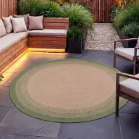 Studio Clarice Tapis d'intérieur et d'extérieur rond - Florence Vert | Ø 140 cm | Rond | Tissage plat