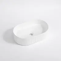 Qeramiq Arto vasque à poser - 49.5x31.5x13cm - cannelée - ovale - céramique - blanc mat SW1413965