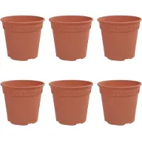 vidaXL Pot À Fleurs Rond 6 Pcs Rouge Brique Ø 17 X 14 Cm Plastique