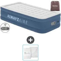 OEM Matelas gonflable simple 97 x 191 x 46 cm, bleu. Pompe et drap-housse inclus.