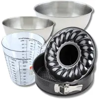 Zenker Set pâtisserie avec moule à manqué et à savarin 26 cm, 2 bols à mixer, verre mesureur et spatule