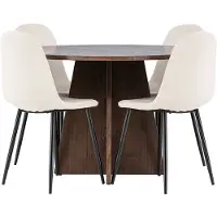 Ebuy24 Bootcut ensemble pour salle à manger table Ø110cm et 4 chaises velours mocca.