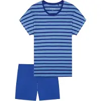 Schiesser Pyjama 'Casual Essentials' bleu / bleu foncé