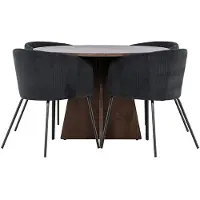 Ebuy24 Bootcut ensemble pour salle à manger table Ø110cm et 4 chaises velours avec accoudoirs mocca.