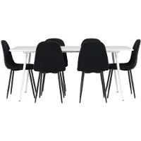 Ebuy24 Silar ensemble pour salle à manger table 90x180cm et 6 chaises teddy blanc.
