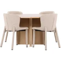 Ebuy24 Strada ensemble pour salle à manger table extensible Ø120cm, 170cm et 4 chaises whitewash, beige.