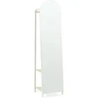 En.casa Miroir de dressing 2 en 1 « Frenraby » Miroir pleine longueur avec tringle à vêtements et 2 étagères Métal 165 x 40 x 35 cm Couleur sable