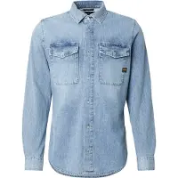 G-Star pour homme. D29312-D252-H090 Marine Denim Slim Slim Shirt blue (M), Bleu, Casuel, Coton, Manche longue