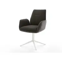 DELIFE Chaise-pivotante Zoa-Flex tissu mixte noir pied de chaise 4 branches blanc pivotement sur 360° fonction bascule ressorts ensachés