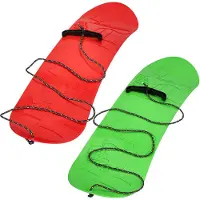 KOTARBAU 2 pcs Snowboard Enfant PVC 68x20cm Rouge & Vert avec Corde Luge à Neige Traineau a Neige Luge Enfant Résistant Léger Snowboard Sans Fixation
