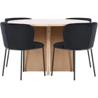 Ebuy24 Strada ensemble pour salle à manger table extensible Ø120cm, 170cm et 4 chaises whitewash, noir.