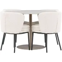 Ebuy24 Lycke ensemble pour salle à manger table Ø110cm et 4 chaises bouclé beige.