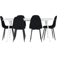 Ebuy24 Silar ensemble pour salle à manger table 90x180cm et 6 chaises velours blanc.