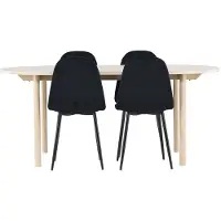 Ebuy24 Andy ensemble pour salle à manger table 90x180cm et 4 chaises velours whitewash.