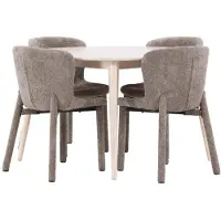Ebuy24 Flora ensemble pour salle à manger table Ø120cm et 4 chaises whitewash, brun.