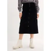 Bonprix Jupe midi extensible en velours côtelé avec patte de boutonnage