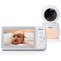 Alecto DVM2050 - Babyphone avec caméra HD, grand écran couleur 5 pouces et veilleuse - Télécommandé - Blanc