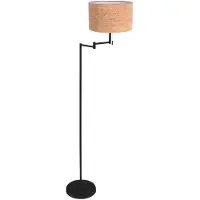 Mexlite Lampadaire - naturel noir - Bella - métal textile - lampe de lecture - E27 - 4362ZW -